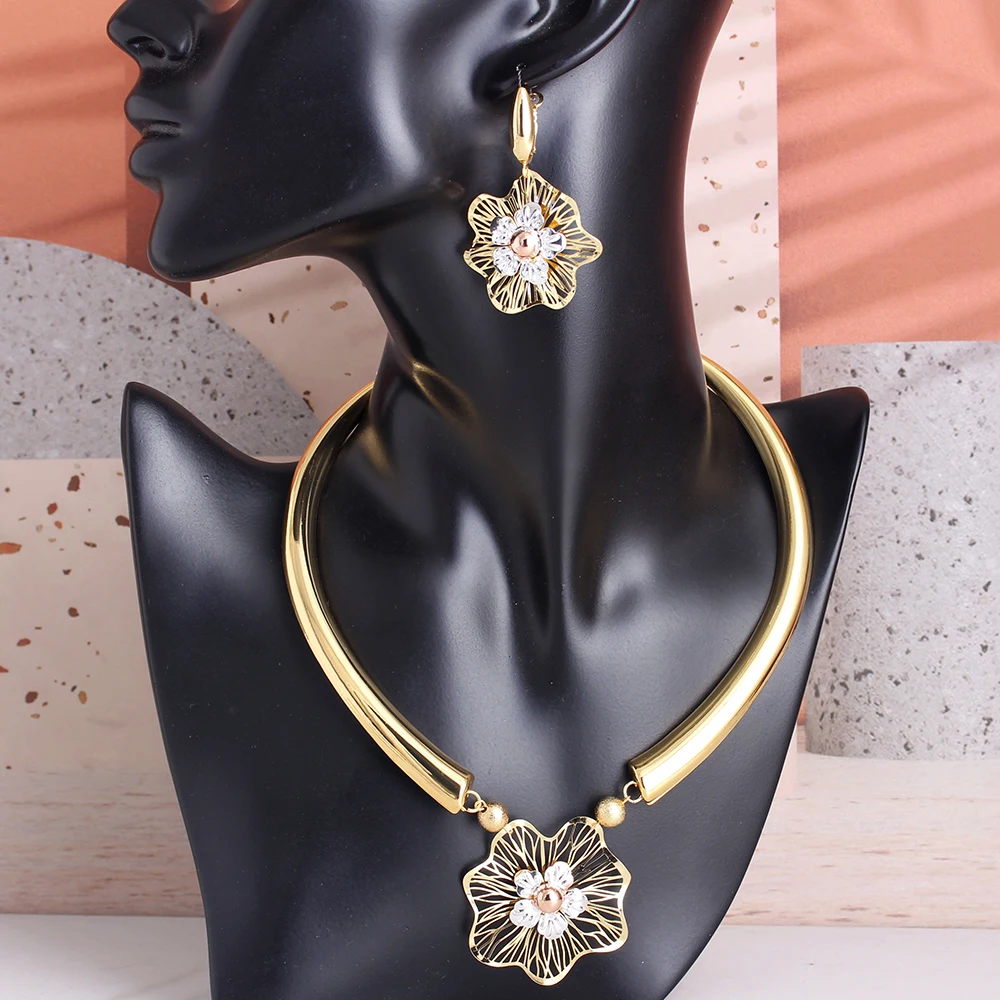 

Earrings 2021 Trend Necklace Sets For Women Indian Jewellery African Bridal Wedding Gifts Party Necklace Earrings Jewelry Set