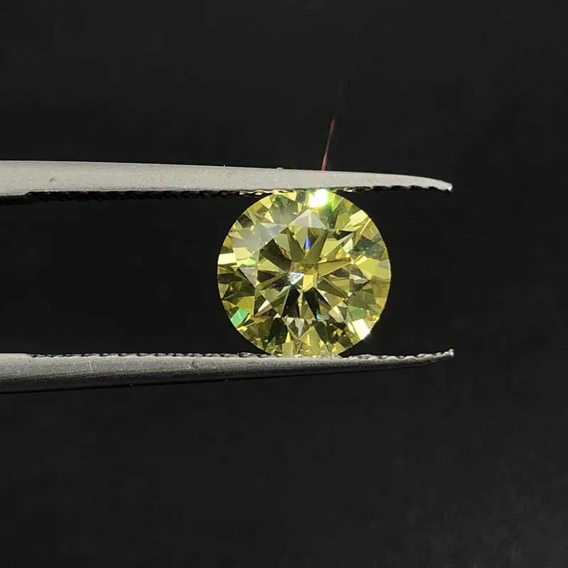Piedra brillante redonda de moissanita con Gra para joyería, anillo, pendientes, probador de diamantes, amarillo limón, Real, 0,5-2 quilates