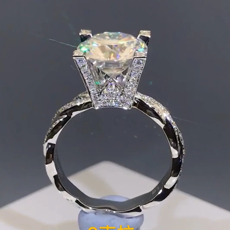 2 карат 18K Белое Золото Moissanite бриллиантовое кольцо W Cross Intersect роскошное Женское