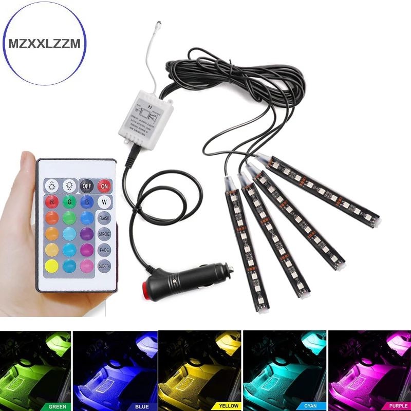 4 шт. автомобильные RGB светодиодные ленты цвета декоративные атмосферные лампы