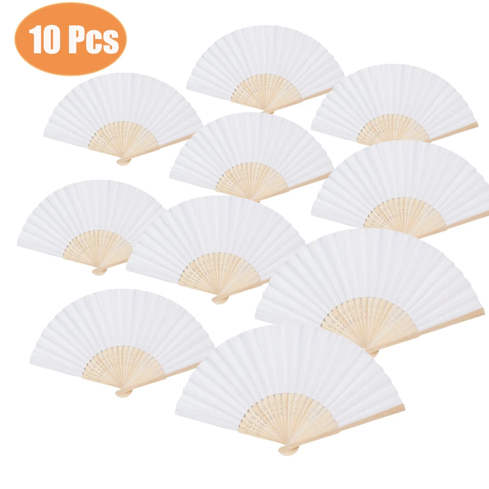 

10 упаковок, бамбуковый Складной вентилятор, ручной бумажный Складной вентилятор для свадебной вечеринки и дома, сделай сам, украшение, пода...