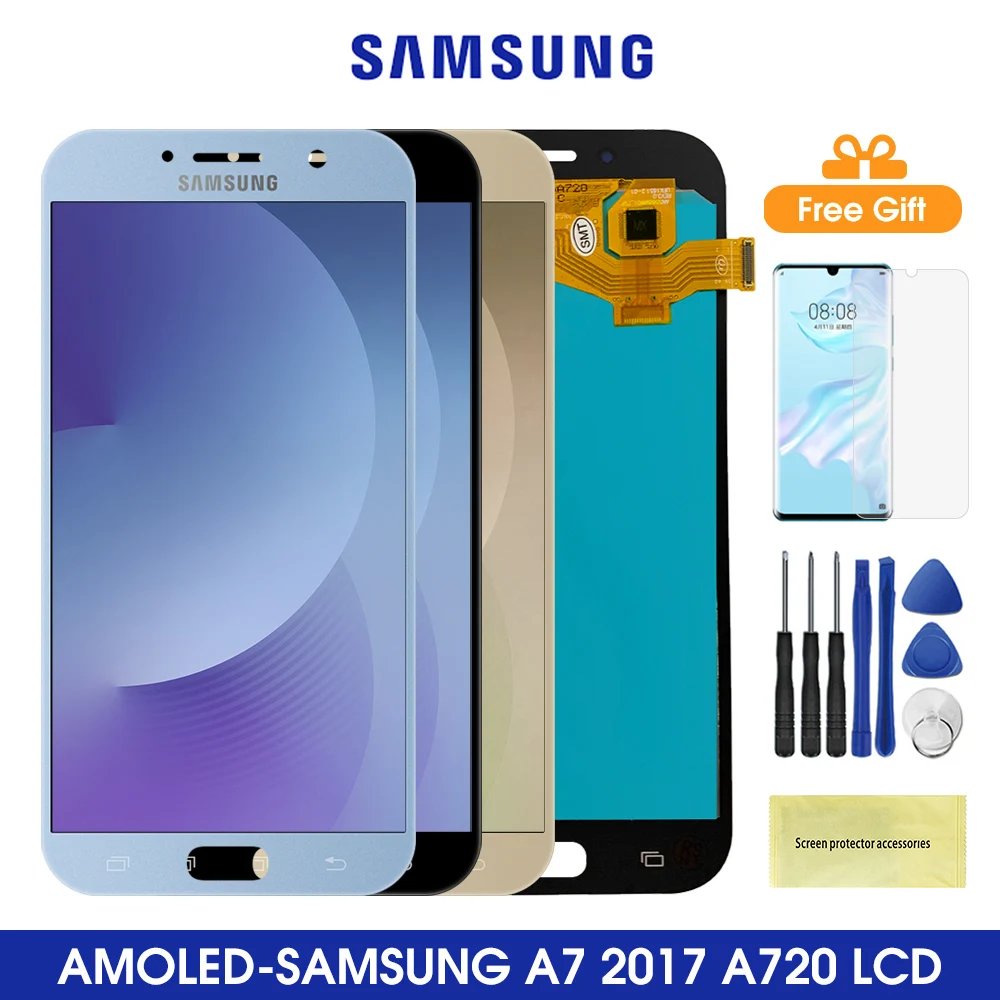 ЖК-дисплей A720 для Samsung Galaxy A7 2017 с сенсорным экраном и дигитайзером в сборе A720F SM-A720F