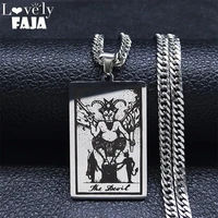 witchy tarot stainless steel the devil necklace chain women sliver color statement necklaces jewelry colgantes mujer nxh370s03