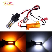 2pcs t20 w21w 1156 ba15s p21w py21w bau15s led turn signal light drl canbus no error dual color led car light white amber