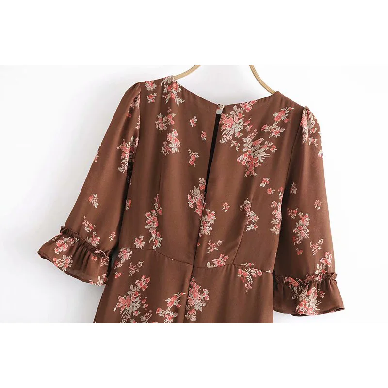 

2020 New Women Dress Print O-Neck Half Sleeve Above Knee Dresses Female Fashion Casual Women Clothes