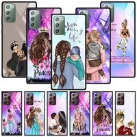 tempered glass phone case for samsung galaxy note 10 plus lite 20 ultra 9 8 cellphone shell fashion girl super mom baby