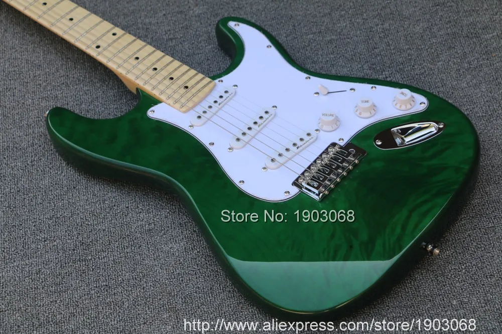 2021 ling up custom green ST электрическая гитара Кленовая подставка пользовательский
