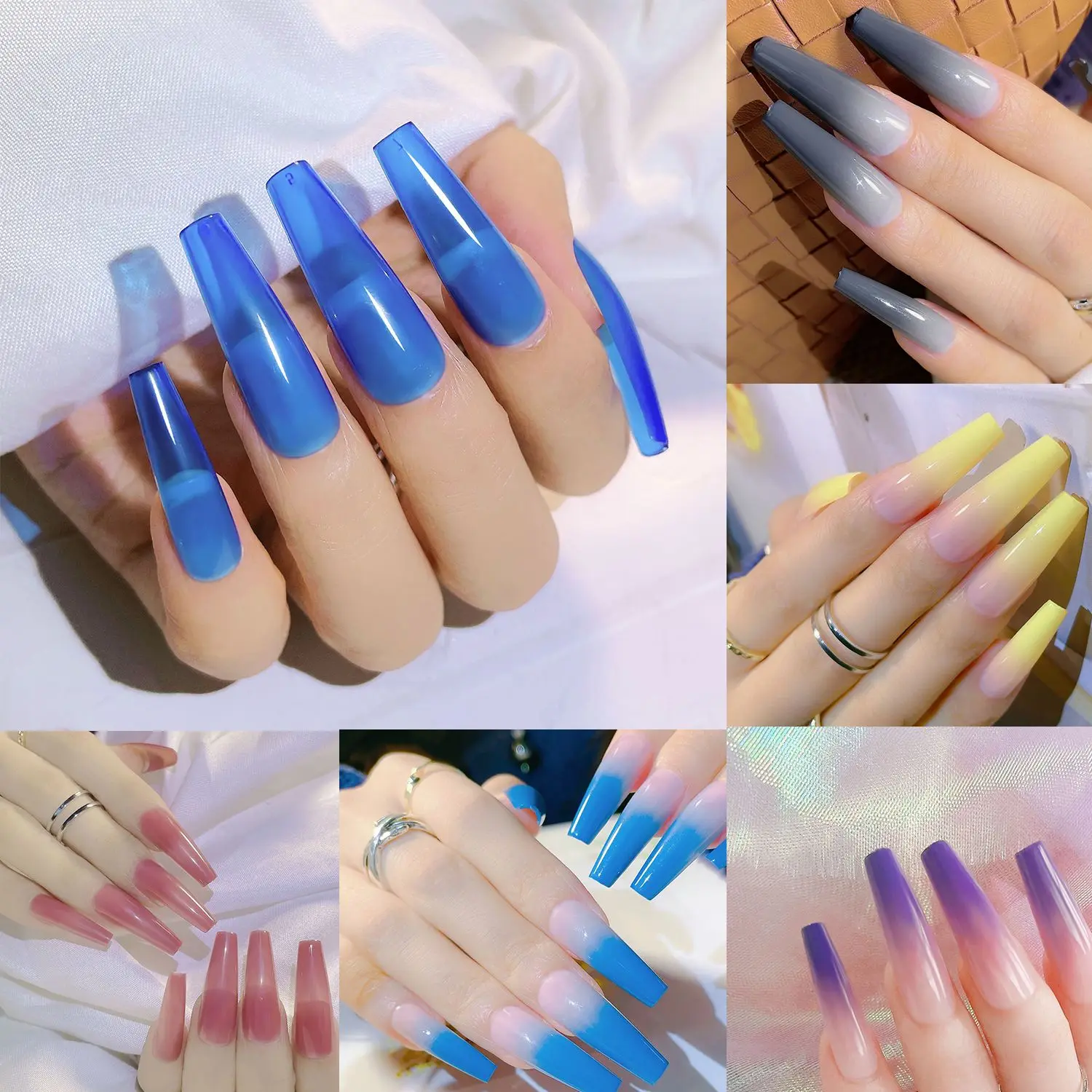 

24pcs/Box Press On Nails Manicure Tool Full Cover Artificial Wearable Nail Tips Coffin False Nails Fake Nails