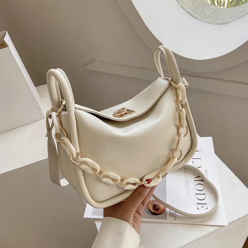 

Сумка-тоут женская с цепочкой, модный саквояж на плечо, однотонный простой чемоданчик кросс-боди, вместительный саквояж на плечо