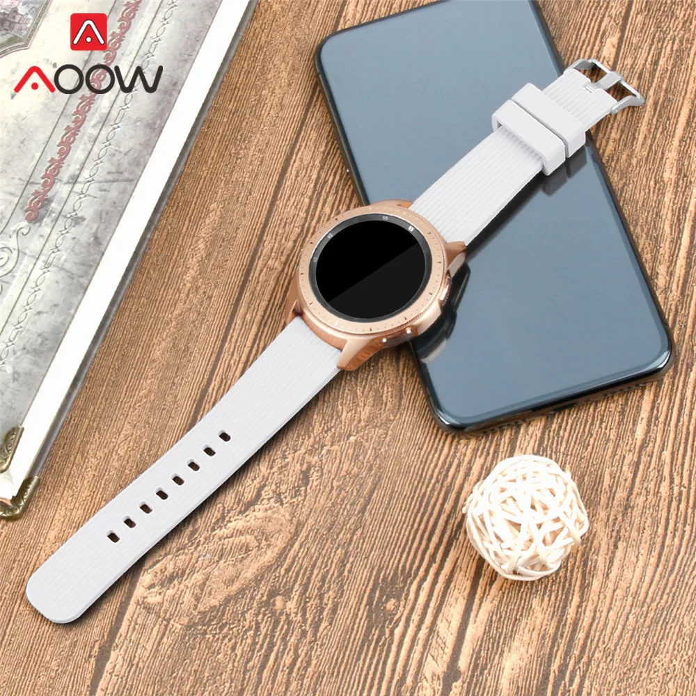20 мм полосатый силиконовый ремешок для часов для samsung Galaxy Watch Active 42 мм Шестерня S2 розовая Золотая Пряжка замена Браслет ремешок