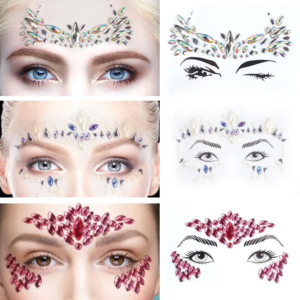 Glitter Face Jewels Sticker Temporary Tattoo Party Face Makeup Tools Rhinestones Flash Tattoo Stickers Fake Diamond
