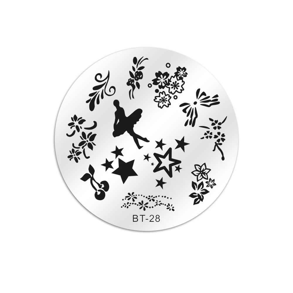 1004-BT28 Biutee 6*6 см наклейки для ногтей Фламинго шаблон для ногтей Мандала клен отпечаток листика дизайн ногтей шаблон для украшения ногтей - Цвет: 1004-BT28