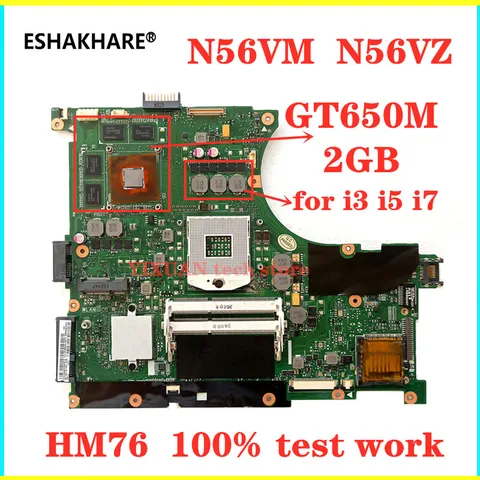 N56VM GT650M/640M 2GB REV 2,3 для ASUS N56V N56VZ N56VJ N56VV N56VB N56VM Материнская плата ноутбука N56VM протестирована нормально