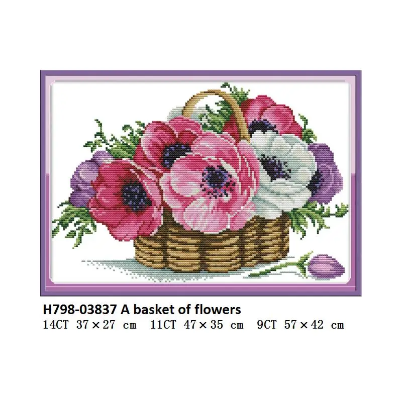 Cross Stitch H798 Joy Sunday Вышивка крестом цветы 11ct 14ct Аида Ткань нить DMC Вышивка-Шитье Сделай Сам узоры напечатанные на холсте домашний декор - Цвет: Cross Stitch H798