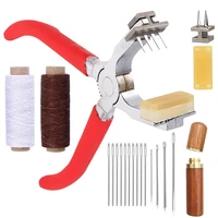 lmdz stitching hole punch 4mm silent leather hand pliers with leather needlewooden needle casewaxed thread for leather diy
