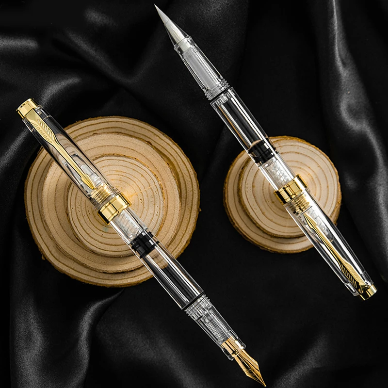

Transparent Piston Fountain Pen Ink Calligraphy Brush Student Stationery School Supplies Calligraphy Nib EF Writing Supplies
