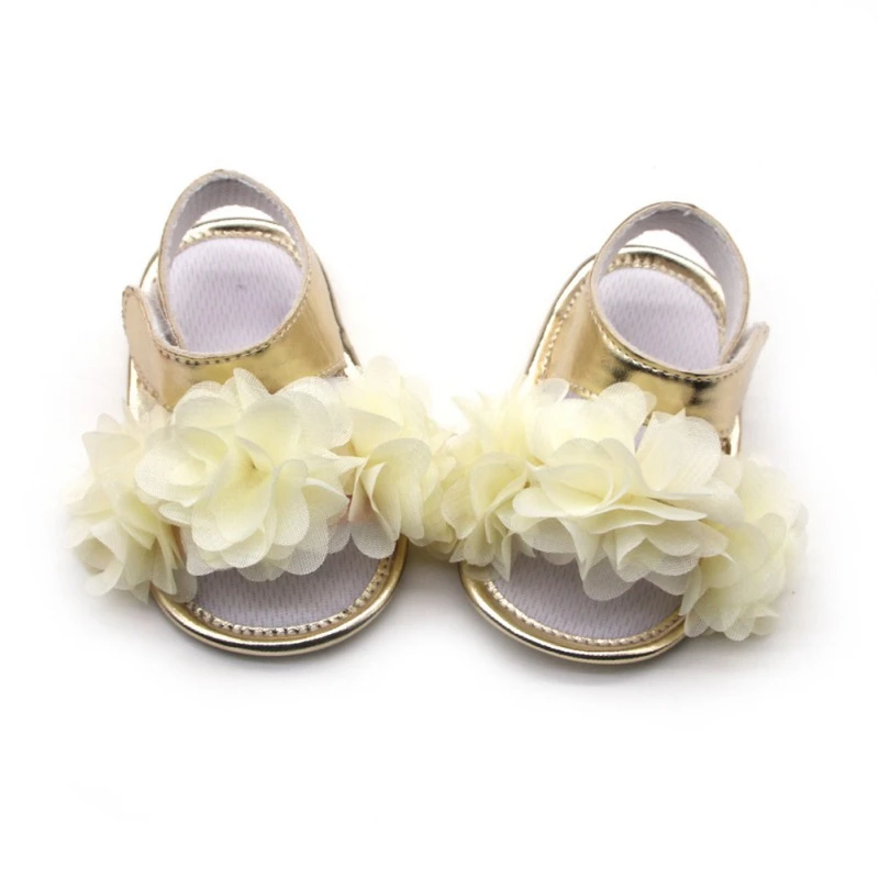 

2019 Baby summer sandals colorful flower sweet sandals gold PU baby shoes baby toddler shoes for 0-18M