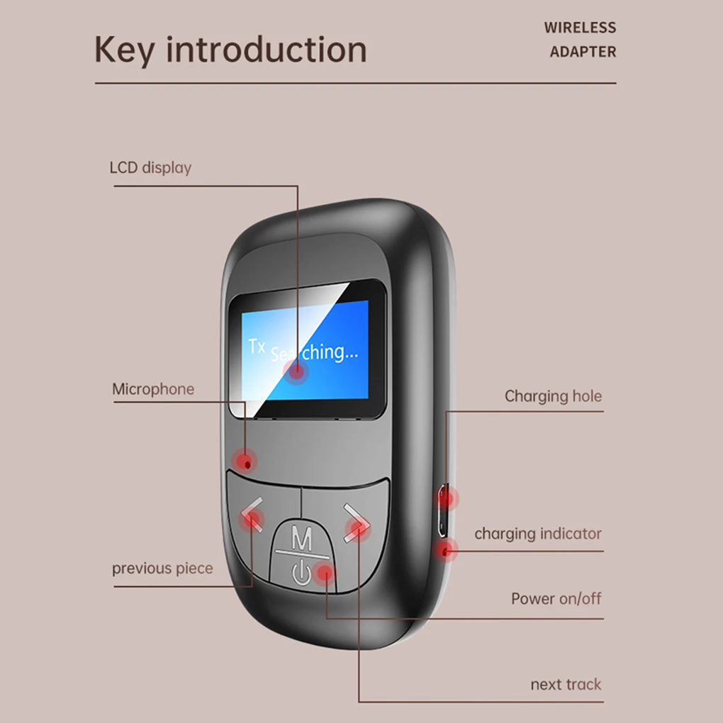 

Bluetooth 5.0 Receiver Transmitter LED Display Stereo Audio Adapter Speaker Headphone Wireless Audio Adapter