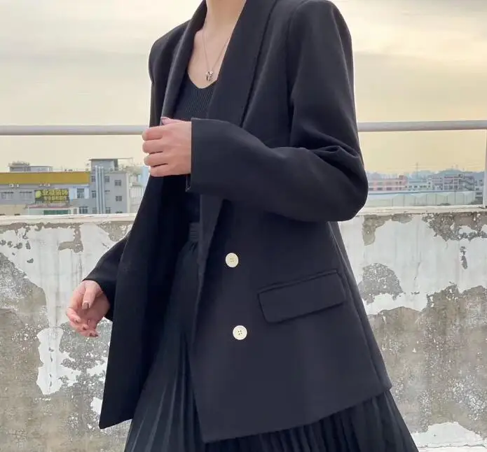 

Korean Fashion Jacket Chic Jackets 2020 Spring Autumn Double Breasted Blazer