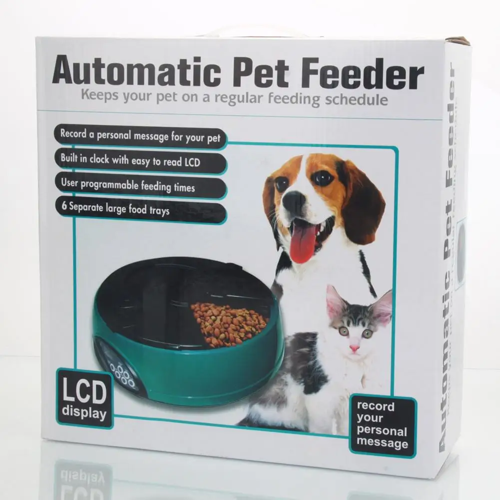 

6 Meals Cat Dog Electric Dry Food Dispenser Dish Feed 24 Hours Timer Pet Supplies Automatic Pet Feeder Timing Feeder Dog Feeder