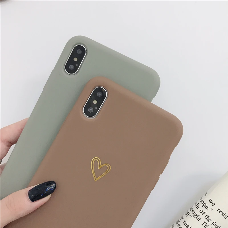 Креативное любящее сердце Мягкий чехол для телефона iphone 6 6S 7 8 Plus пары Золотой