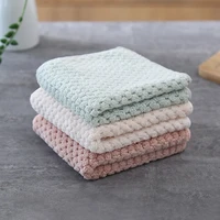 kitchen scouring pad coral fleece wiping rags thick non stick oil cleaning cloth fabric absorbent washing dish cleaning towels