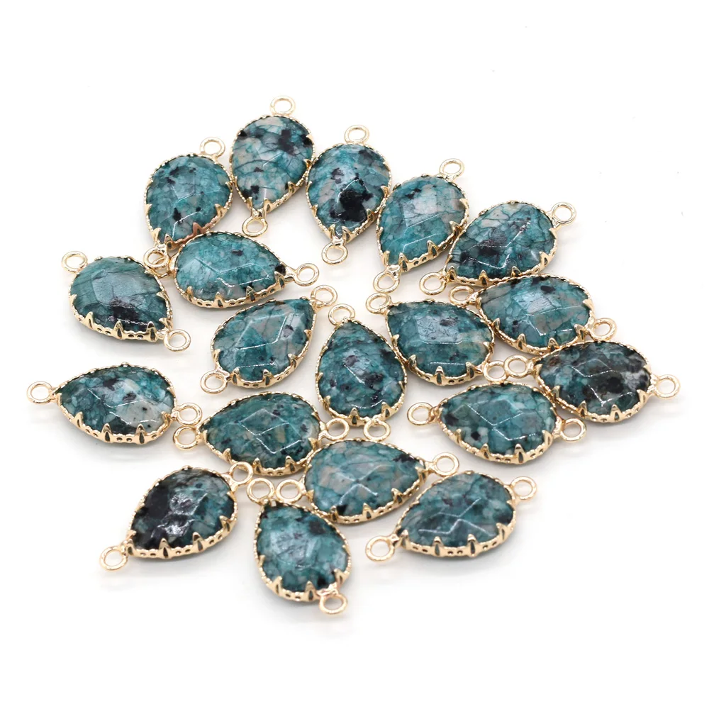 

1PC Natural Crazy Agates Pendant Connectors Water Drop Shape Natural Stone Connectors for Jewelry Making DIY Necklace 14x28mm