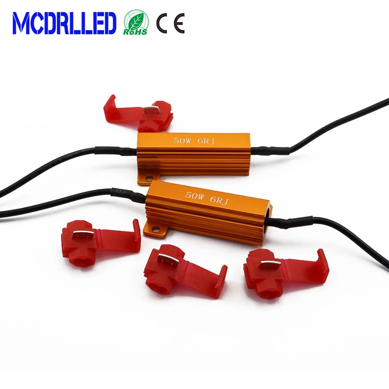

MCDRLLED 2PCS 50W 6RJ Car Load Resistance Controller Warning Canceler Auto Headlight LED Canbus Controller Decoder 12V
