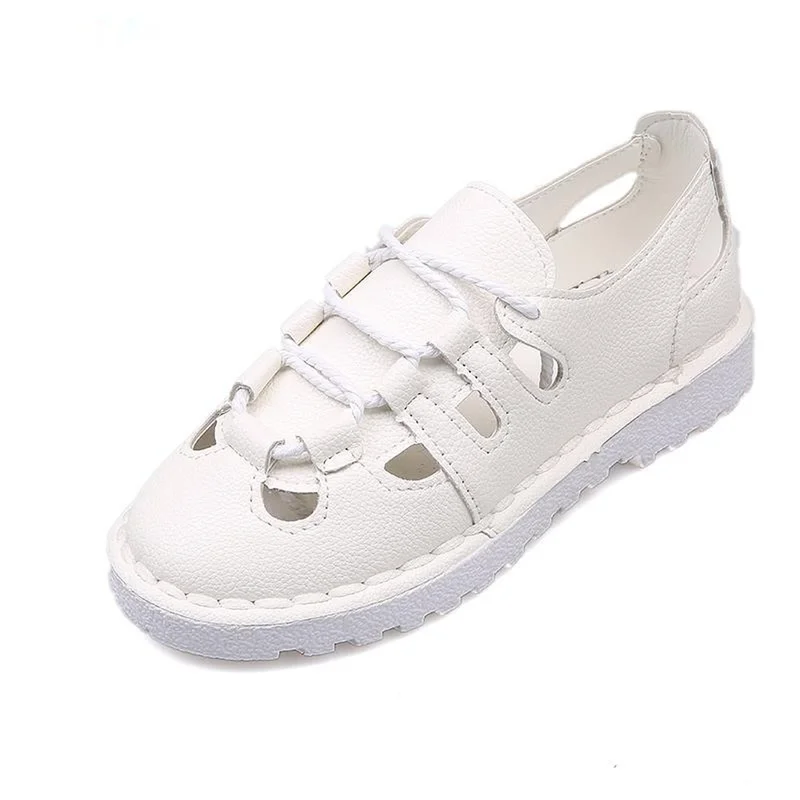 

2021 New Summer Shoes Woman Fashion Slip-On Casual Fisherman Flat Sandals Sandalias Hole Women Sandals White Sandals