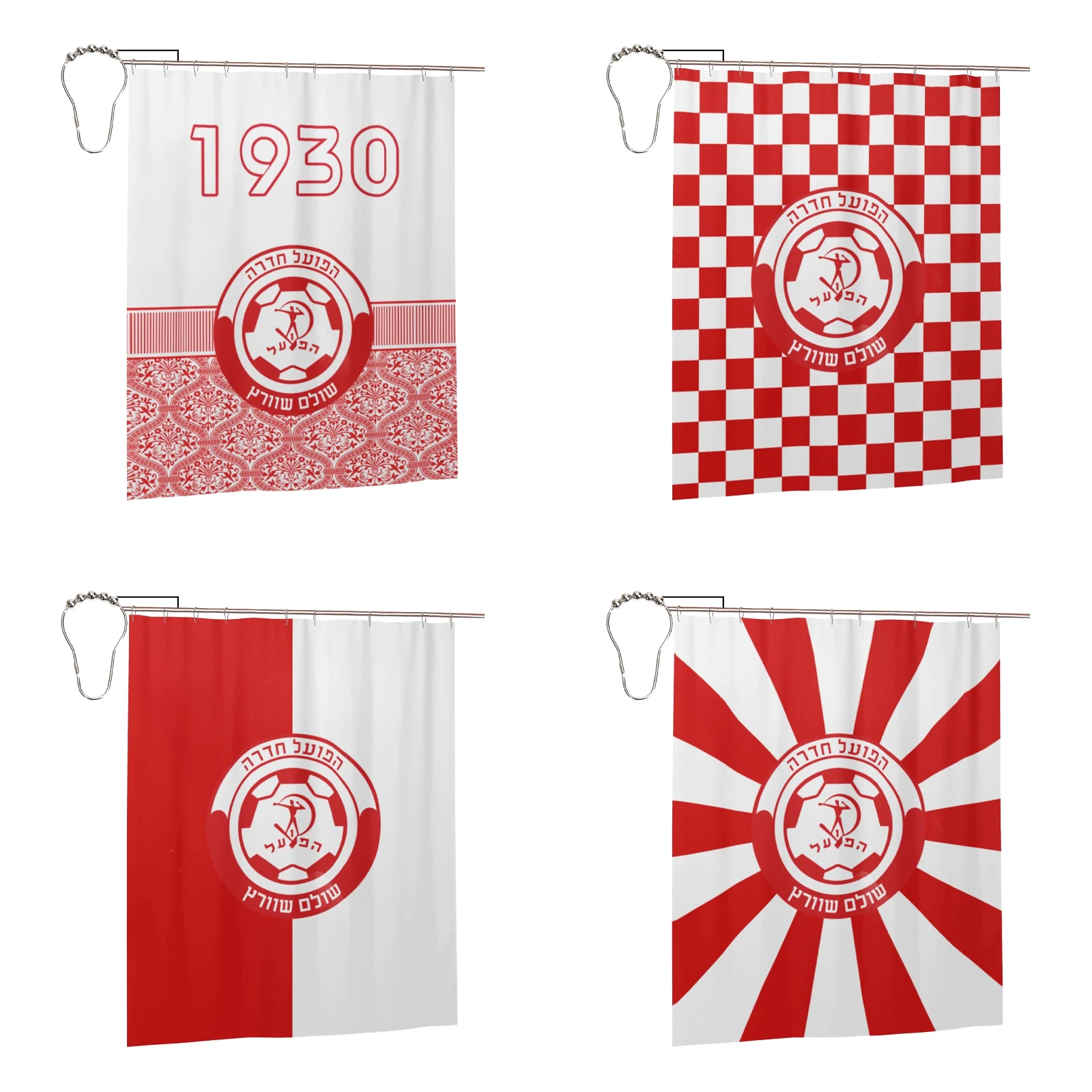 

Israel Hapoel Beer Sheva Fc Shower Curtain for Bathroom Bathtub Fabric Curtains Decoration Waterproof Durable with Hooks