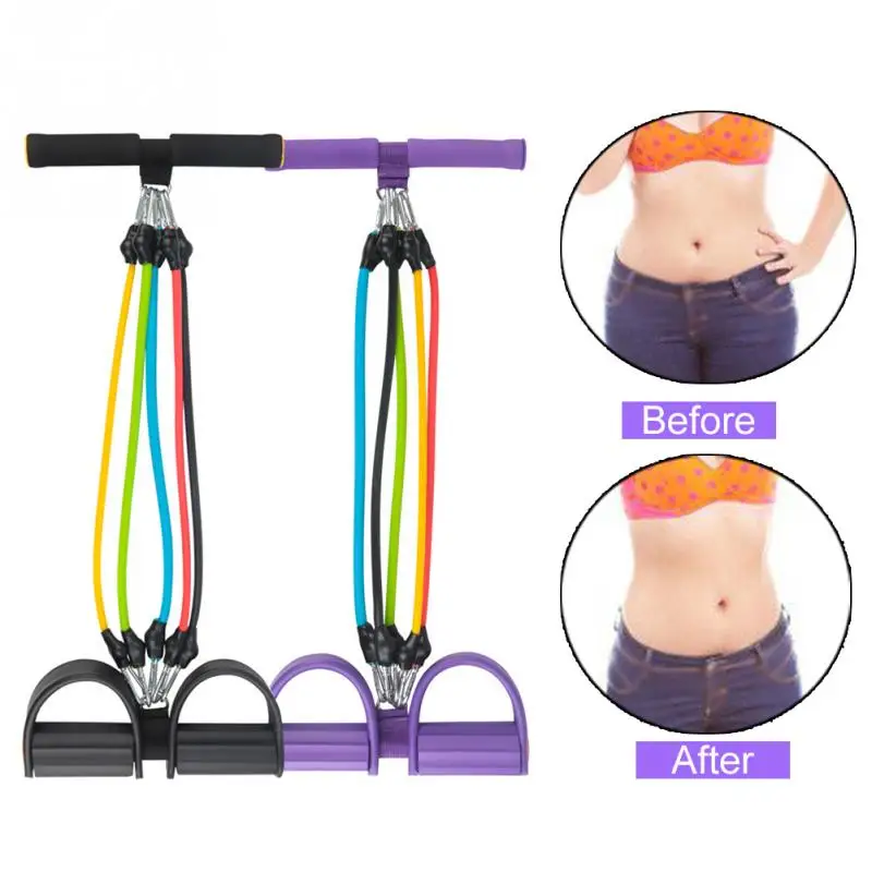 

TPE 5 Tube Elastic Pull Rope Workout Exercise High Stretchy Adjustable Portable Home Gym Training Resistance Band Foot Pedal