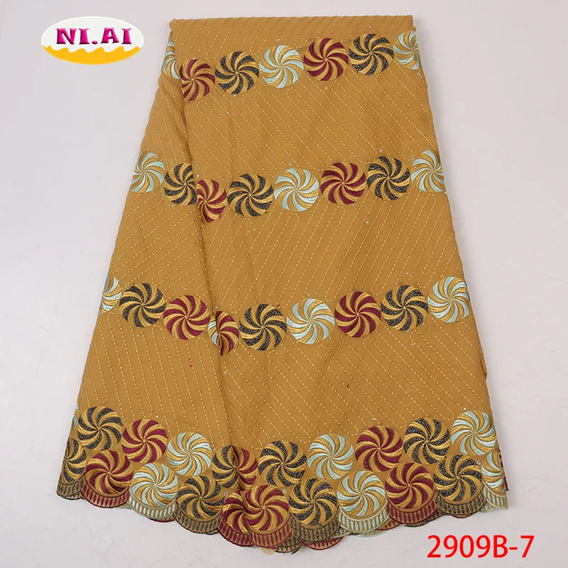 Latest Nigerian Laces Embroidery Yellow Dry Lace Fabric 100% Cotton Hot Sale African Swiss Voile 5yards For Party NA2909B-1 | Дом и сад