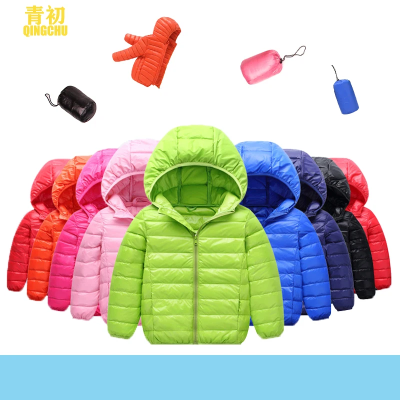 

New 2021 Boys Girls Winter Coat Ultra Light Down Jacket Kids Hooded Outerwear Coat Lightweight Top Kids Clothes 1-14Year