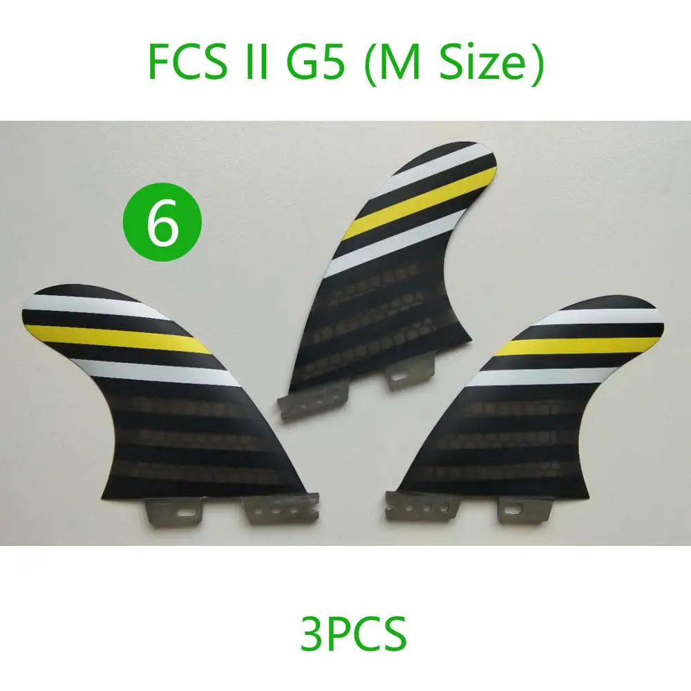 FCS2 G5 стеклопластиковые плавники для серфинговой доски 3 шт. Средний Подруливающее устройство Future Surfing плавники - Цвет: Design 6