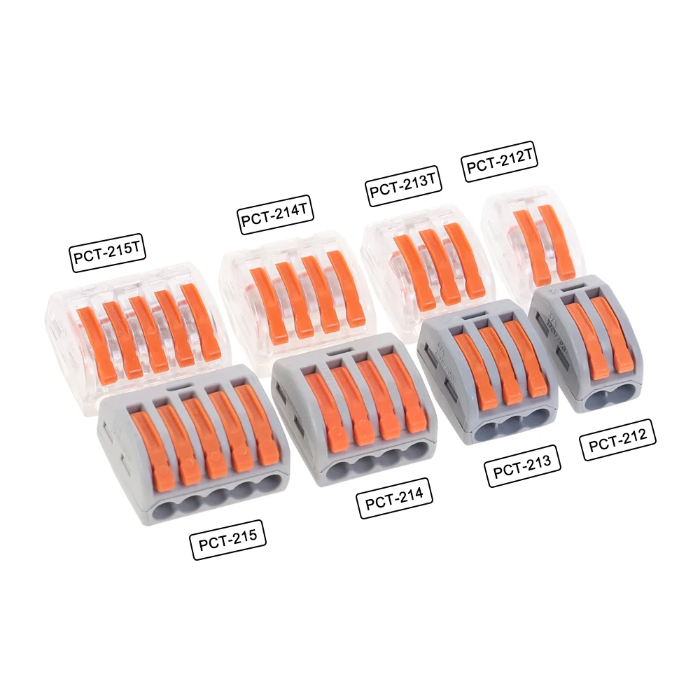 

Mini Fast Wire Cable Connectors Universal Compact Conductor Spring Splicing Wiring Connector Terminal Block PCT-212/213/214/215
