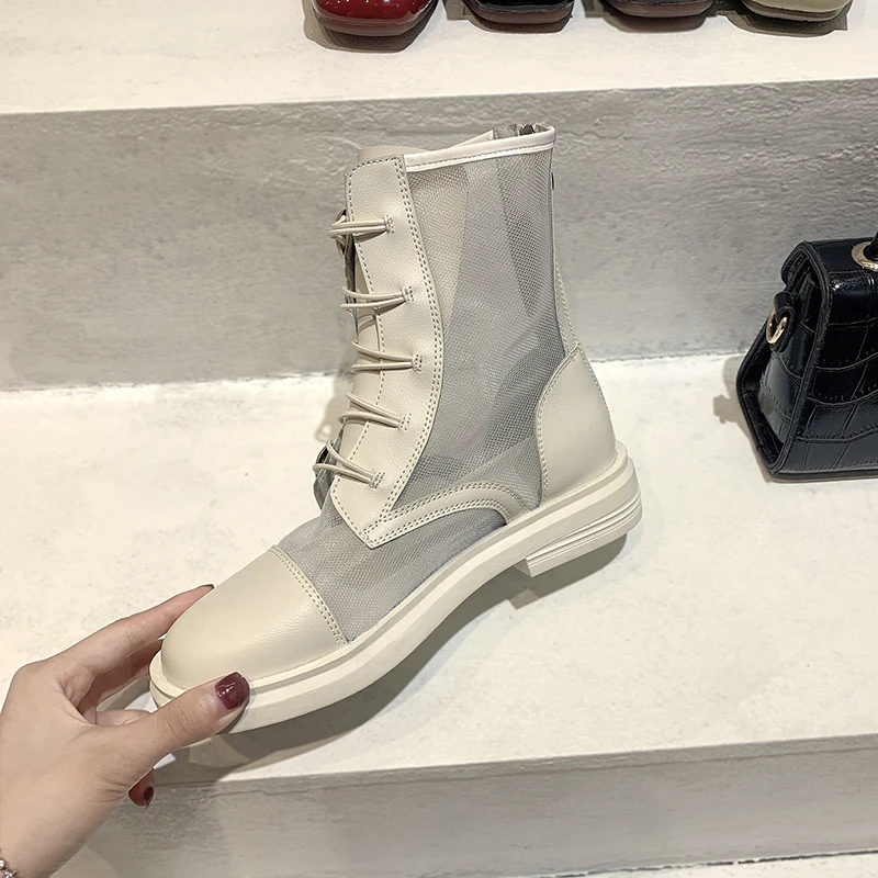 

Boots Fall 2020 New Button Front Lace Street Motorcycle Boots