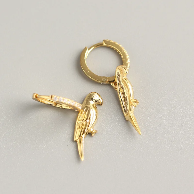 Женские серьги-Клипсы из чистого серебра 925 пробы комплект шнека попугая птицы