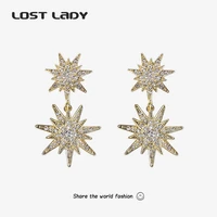 lost lady fashion dangle star earrings shiny rhinestone earrings for women statement long earrings party jewelry wholesale
