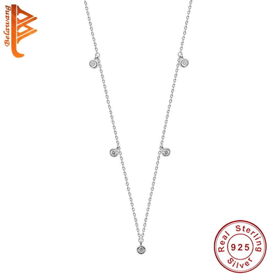2020 New Authentic 925 Sterling Silver Choker Trendy Round CZ Station Necklace Party Dating Fashion Jewelry For Women | Украшения и