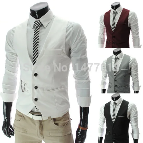 

2021New Arrival Dress Vests For Men Slim Fit Mens Suit Vest Male Waistcoat Gilet Homme Casual Sleeveless Formal Business Jacket