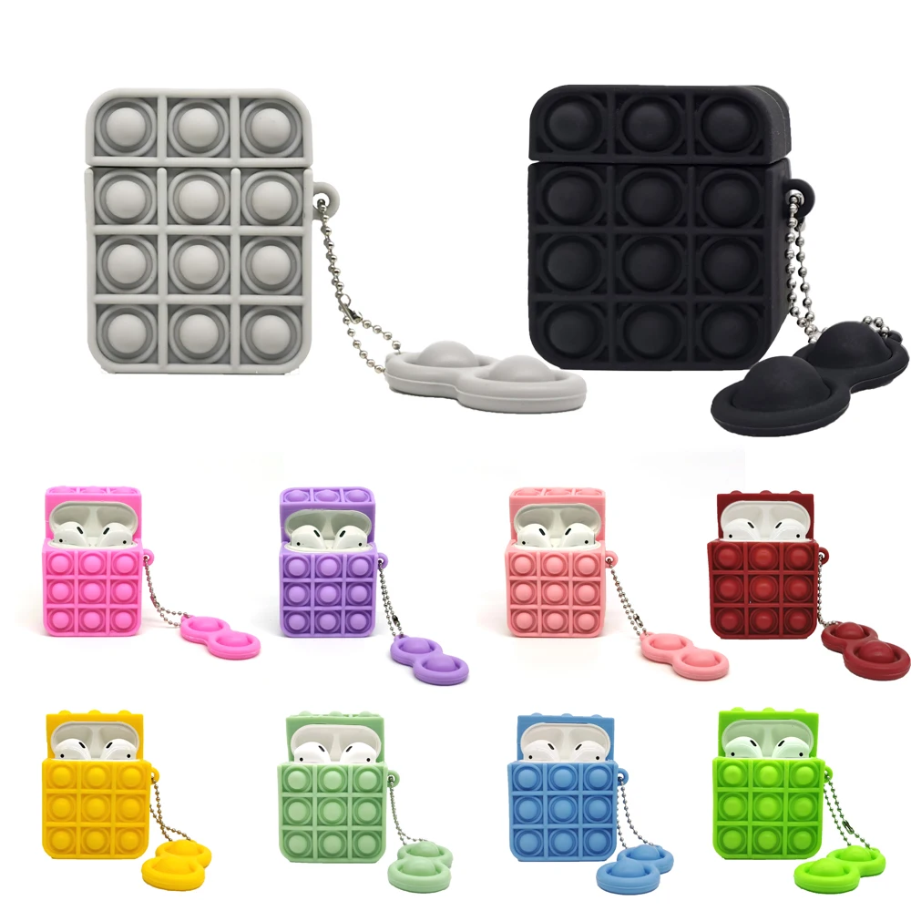 

For Case 3D Relieve Stress Fidget Toys Push It Bubble Bluetooth Silicone Case For Apple Air Pods 1 / 2 / 3 Cover