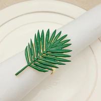 10pcslot green leaf napkin ring metal napkin buckle hotel table decoration napkin ring