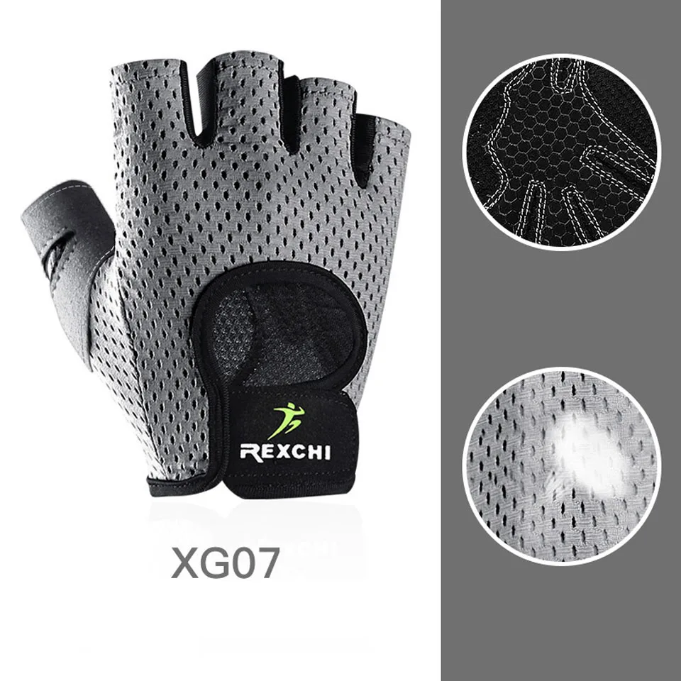 XG07 Grey Спортивная Тяжелая атлетика для занятий йогой для мужчин/wo мужские фитнес-перчатки бодибилдинг, тренировка, дышащие Нескользящие перчатки с половинным пальцем - Цвет: XG07 Grey