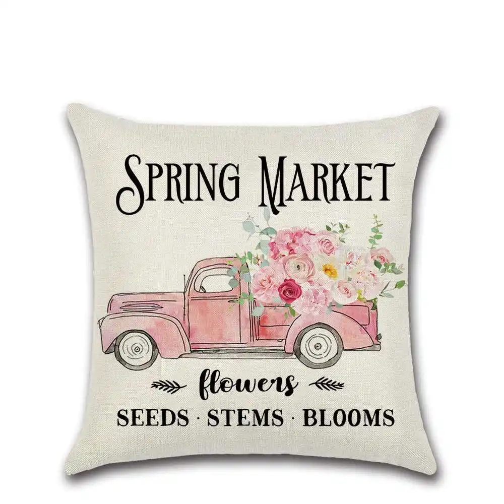 45x45 см Симпатичная розовая льняная Подушка с цветами декоративная наволочка для