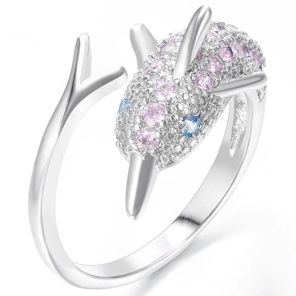 Кольцо обручальное женское регулируемое с фианитом и Китом|Обручальные кольца| |