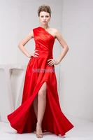 free shipping 2016 new design hot seller one shoulder formale open leg brides maid custom sizecolor long red bridesmaid dresses