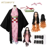 anime costume demon slayer cosplay nezuko kimono costume women kimetsu no yaiba women pink kimono halloween cosplay