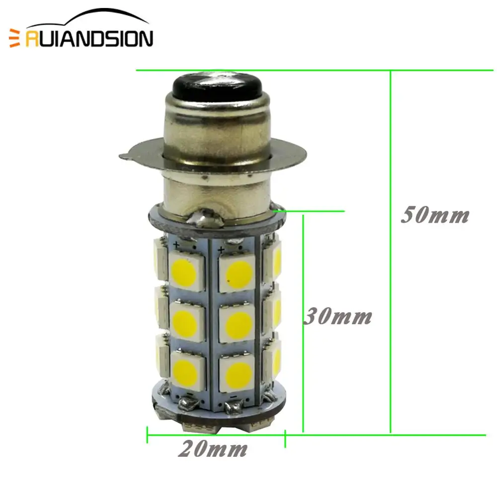 Лампы светодиодные для мотоциклетных фар 6 в 12 В H6M P15D 27smd 5050 4300 К| |