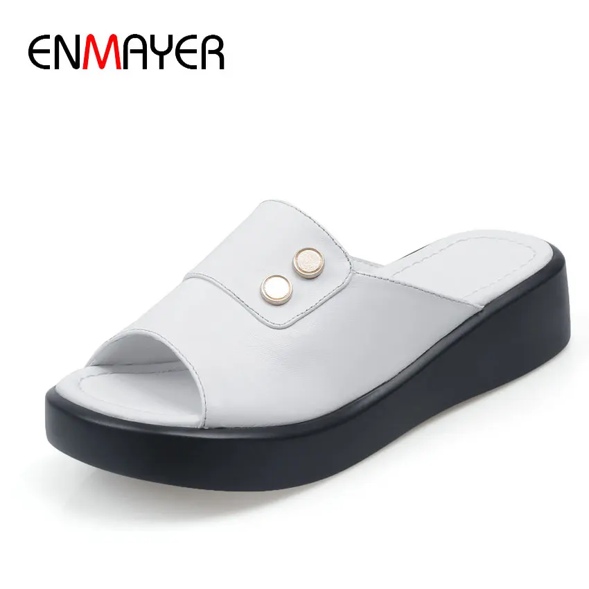 

ENMAYER, роскошная женская обувь из натуральной кожи, модель 2020 года, летние женские Тапочки