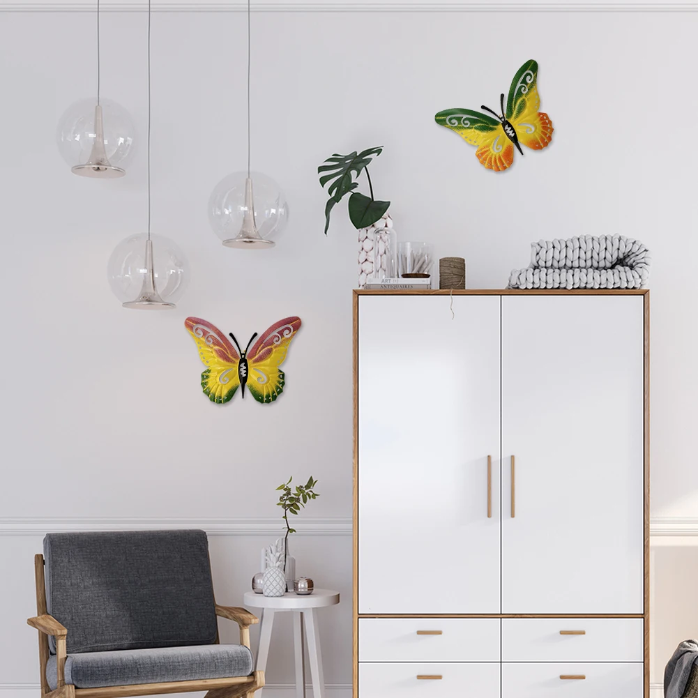 

2PCS Butterfly Wall Hanging Decoration Metal Garden Outdoor Wall Art Decoration Multicolours For Home Office Living Room